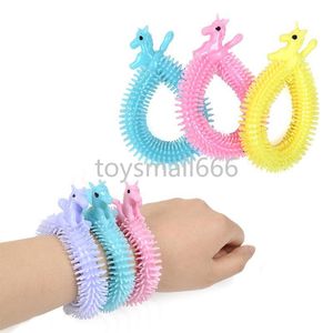 Sensory Toy Rainbow Fidget Unicorn Stretchy Noodle String Bracelet Stress Relief Anti Anxiety TPR Non taxic Toys for Kid Adult Anti mosquito wristbands