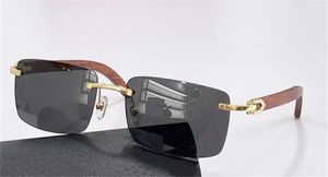 新しいファッションデザインサングラスと光アイウェア0228スクエアフレームレス木製寺院シンプルな用途スタイルUV400保護メガネ最高品質