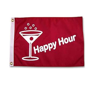 Happy Hour-Flagge, lebendige Farben, UV-beständig, für den Außenbereich, doppelt genäht, Dekorationsbanner, 90 x 150 cm, Sport-Digitaldruck, Großhandel