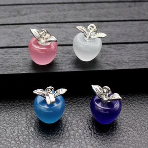 10pc mode rosa vita opal charms för DIY örhänge halsband gör silverpläterade äppelhängen tillbehör smycken fynd grossist