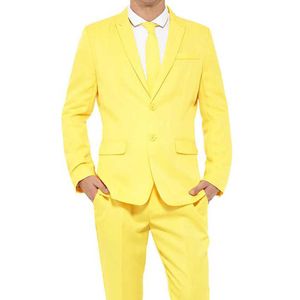 Gelb Slim Fit Männer Anzüge für Prom Bühne Freund 2 Stück Hochzeit Smoking mit spitzem Revers Benutzerdefinierte männliche Mode Groomsmen Set X0909