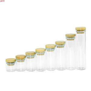 10ml 15ml 20ml 25ml 35ml 40ml 50ml Glass Bottle with Bamboo Lid Empty Leak proof Airtight Food Storage Clear Jars 50pcshigh qty