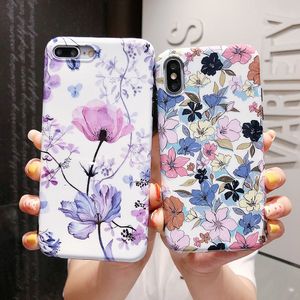 Art Flowers Telefono Custodie per iPhone 12 Pro Mini x XR XS Max 7 8 Plus 11 13Pro Max Soft Silicone IMD Floral Cover posteriore protettivo floreale