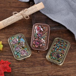 Retro Mirrors butterfly pattern Zerkalos portable vintage pocket Zerkalo double-faced Cosmetic Mirror make up Tool Dresser Gift European style wmq963