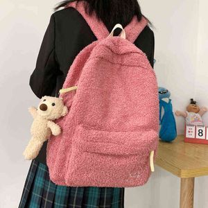 borsa zaino Zaino stile borsa da sera inverno peluche nuove donne casual spalla di grande capacità moda ragazze viaggi college scuola 220801