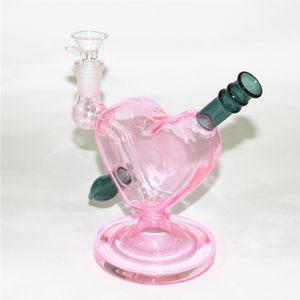 Pink Heart shape Mini Glass Bongs Hookahs Inch Oil Rig bubble Thick Pyrex mm Female Heady Water Pipes Dab Rigs