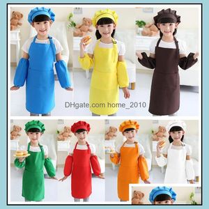cute aprons for women kids Pocket Craft Cooking Baking Art Painting Kitchen Dining Bib Children 10 Colors Obt