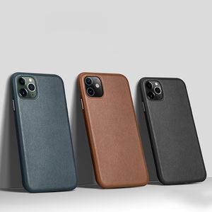 Pro Max X XR XS MAX 12の場合のiPhone 11ケースのケースの実革の高級バック電話カバーのための本物のレザーケース