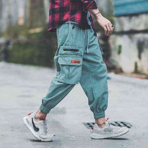 Мода мужчина Jogger хип-хоп камуфляж боковые карманы Свободные стиль мужские спортивные штаны High Stread Card Cufted брюки грузовые штаны середины H1223
