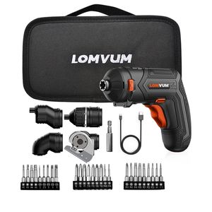 Lomvum Mini USB Recarregável Chave De Fenda Elétrica Definido 4V Screwdriver Sem fio Set 4 Cabeças Multifuncional Multifuncional Chave 211029