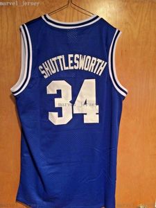 Stitched Custom Jesus Shuttlesworth # 34 Lincoln Han fick spel basket jersey blå män kvinnor ungdom XS-5XL