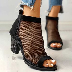 Women Sandals Summer Exposed Toe High-heeled Romanesque Ladies Ankle Boots Mid Shoes Platform Fish-billed Boot 2020 Y0608