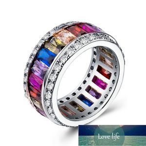 Huitan Vintage Band Ring with Colorful Cubic Zirconia Invisible Setting Luxury Jewelry Best Valentines Gift Fashion Couple Rings