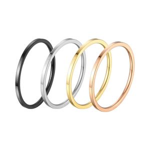 1-2mm Thin Rose Gold Titanium Steel Band Ring Anti-Allergy Smooth Simple Wedding Rings for Women Valentines Day Present