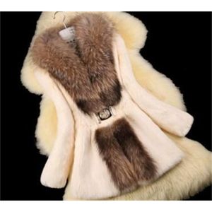 Höst damer naturlig kanin päls jacka raccoon päls krage vinterkvinnor päls trench ytterwear coats plus storlek