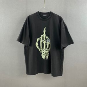 22SS夏ヨーロッパフランスパリスカルフィンガーTシャツファッションメンズ半袖Tシャツ女性服カジュアルコットンティー