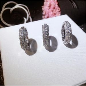 Drehbarer Lab-Diamant-Ring aus 925er-Sterlingsilber, Bijou-Luxus-Verlobungsring, Ehering für Frauen, Braut-Moissanit-Schmuck