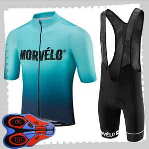 Pro Team Morvelo Ciclismo Sleeves Curtos Jersey (BIB) Calções Conjuntos Mens Summer Respirável Estrada Bicicleta Roupas MTB Bicicleta Outfits Uniforme Y21041537
