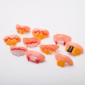 Fake Teeth Halloween Party Prank Toys Simulation Rotten Zombie Yellow Tooth Funny Tricky False Vampire Denture Masquerade Cosplay Trick Props Spoof Toy Joke DHL