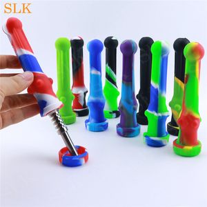 Smokeshop wholesale price glass oil burner 4.70 inch silicone smoking pipes silicone bong with 14mm Titanium nails smoking accessories 710