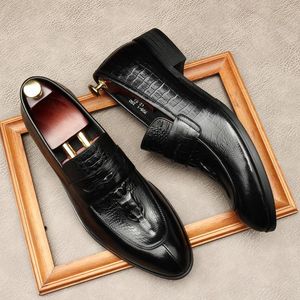 Dress Shoes 2021 Fashion Men Shoe For Suit Loafer Genuine Leather Black Wine Red Slip On Designer Wedding Office Formal