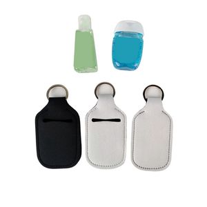 Atacado! Sublimação Chaveiro Em Branco Hand Sanitizer Holder para 1oz Garrafa DIY Transferência de calor personalizado Pingente com garrafa A12