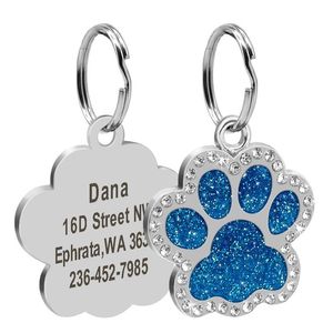 Custom Dog Tag Personlig Graverad Pet Puppy Cat ID Krav Taggar Rostfritt stål Paw Pet Tillbehör för Small Dogs Cat