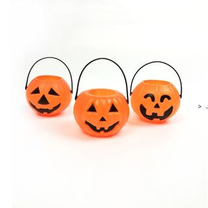 Decorazione di Halloween Secchi di zucca Porta caramelle in plastica leggera Dolcetto o scherzetto Pentole Mago Secchio teschio bianco per LLD10321