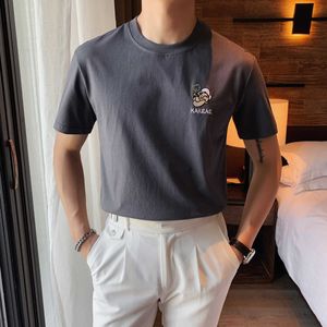 British Style T Shirt Men Short Sleeve Casual T-Shirt Summer Embroidery O-neck Tops Tees Streetwear Social Harajuku Clothing 210527