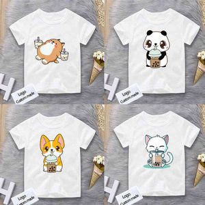 Children de algodão animais leite chá camiseta verão manga curta crianças camisa de roupa de bebê camisa crianças meninos meninas camisetas tops g1222