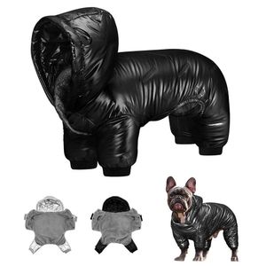 Waterproof Winter Thick Dog Clothes Coat Pitbull Puppy Clothes Overall Warm Black Pet Jacket Clothing for Small Medium Dogs Pug 211007