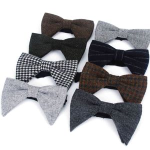 Lana da uomo Fiocco vintage per uomo Donna Tuxedo Solid Big Bowtie Bowknot Uomo adulto Papillon Cravatte Cravatta nera Farfalla