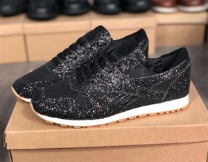 2021 Designer Women Sneakers Flat Shoes Lace up Sneaker Leather Low-top Trainers with Sequins Outdoor Casual Shoes Top Quality 35-43 W16