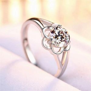 Fedi nuziali 1 carato Simulazione Diamante Moissan Anello regolabile in argento sterling 925 con apertura Coppia femminile Proposta di matrimonio