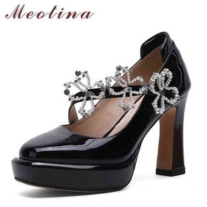 Women's Shoes Thick High Heels Platform and Round Head Black 40 2 9