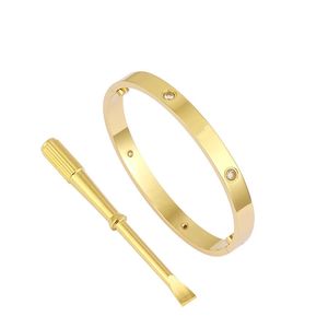 Designer smycken guld bangle charm armband vänskap band feng shui silver sten diamant rostfritt stål män kvinnor anpassade manschett armband skruvpar armband