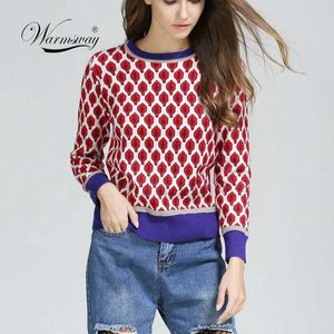 Frauen Vintage Red Leaf Jacquard Warme Pullover Langarm Oansatz Lurex Weihnachten Pullover Herbst Gestrickte Retro Tops C-014 210714