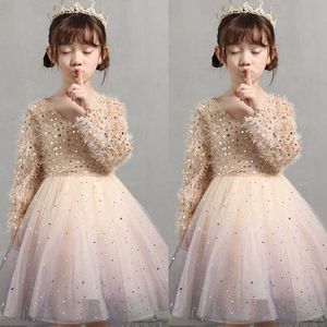 2020 New Arrival Girls Fashion Dress Princess Party Sukienka wieczorowa Tutu 3-12 Y Błyszcząca cekinosza zużycie dla dziewcząt w stylu q0716