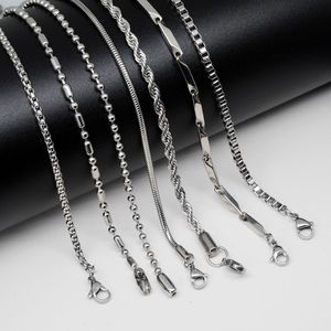 3MM 7 Styles 60CM Silver Plated Stainless Steel Link Chains Women Men Girl Choker For Hip Hop Pendant Necklaces Jewelry