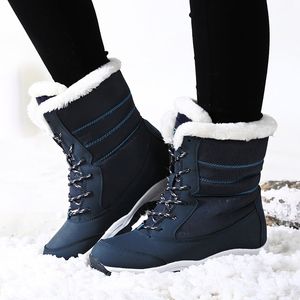 As mulheres botas impermeáveis ​​sapatos de inverno mulheres plataforma de botas de neve Mantenha botas de inverno quente do tornozelo com saltos grossos de pele botas mujer 2019 K78