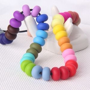 200 pz Abaco Silicone Collana di Dentizione Infantile Massaggiagengive BPA Piattino Perline Sparse Per Gioielli FAI DA TE Che Fanno Clip Ciuccio