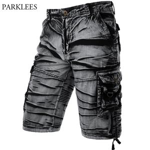 Gray Camo Cargo Shorts Men Cotton Mens Short Pants Comfortable Bermuda Masculina Relaxed Fit Multi-Pocket Pantalon Corto Hombre 210712