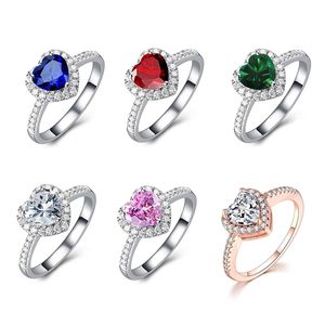 Par hjärta ring ädelsten ringar damer dekorativa diamantringar kreativa semester gåvor