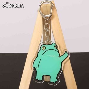 Porte-clés Songda belle conception de grenouille, porte-clés en acrylique, dessin animé animal vert, sac à dos pour femme, bijoux, meilleur cadeau, vente en gros, 2021