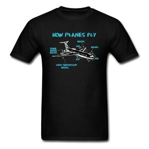 Print Engineer Mechanical How Plane Fly Mens T Shirts Aircraft Airplane Schematic Diagram Pattern Tshirt Father's Day Cotton 210410