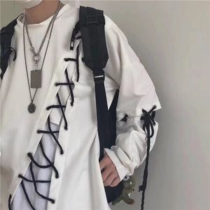 メンズパーカーIDOPYジャパンモードマンネンストリートスタイルカントパーカーPUNKルーズフィットTrui Designer Kleurijkeヒップホップスウェットショート0709