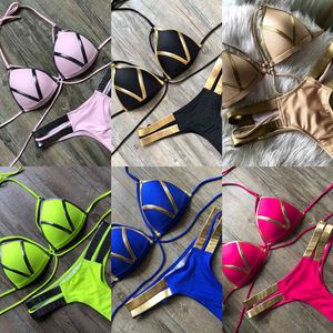 Seksowne Brazylijskie Push Up Bikini 2021 Kobiety String Bandeau Swimsuit Kobiet Stroje Kąpielowe Thong Bikini Zestaw Biustonosz Puchar Halter Kąpiel SuitX0523