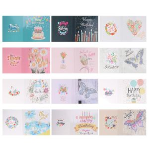Greeting Cards 12pcs DIY Special Shaped Diamond Painting Butterfly Birthday Cake Flower Pattern Resin Handmade Crafts