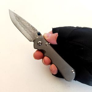 Begränsad anpassad version Chris Reeve Knives Inkosi TC4 Titanhandtag Damaskus Foldkniv Perfekt Pocket EDC Utomhusutrustning Taktiska Camping Jaktverktyg