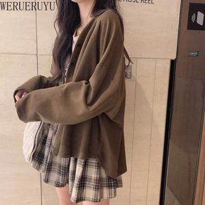 WERUERUYU Thin Long Sleeve Knitting Cardigans Autumn Women Tops Knit Sweater Solid Color Coat Cardigan Comfort Multicolor 210608